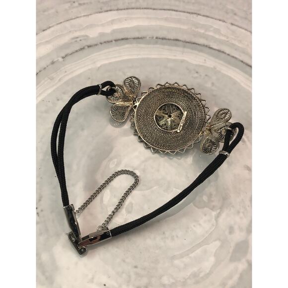 Vintage Sterling Silver Mexican Pendant, Vintage Style Watchband BRACELET - Picture 4 of 6